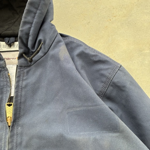 Vintage Y2K Mens XL Blueberry Blue Carhartt Jacket Hooded Work Issued 376-20 - Picture 5 of 7
